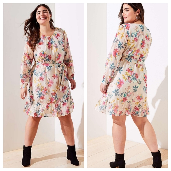 LOFT Dresses & Skirts - LOFT Plus | Shimmer Dot Flounce Dress